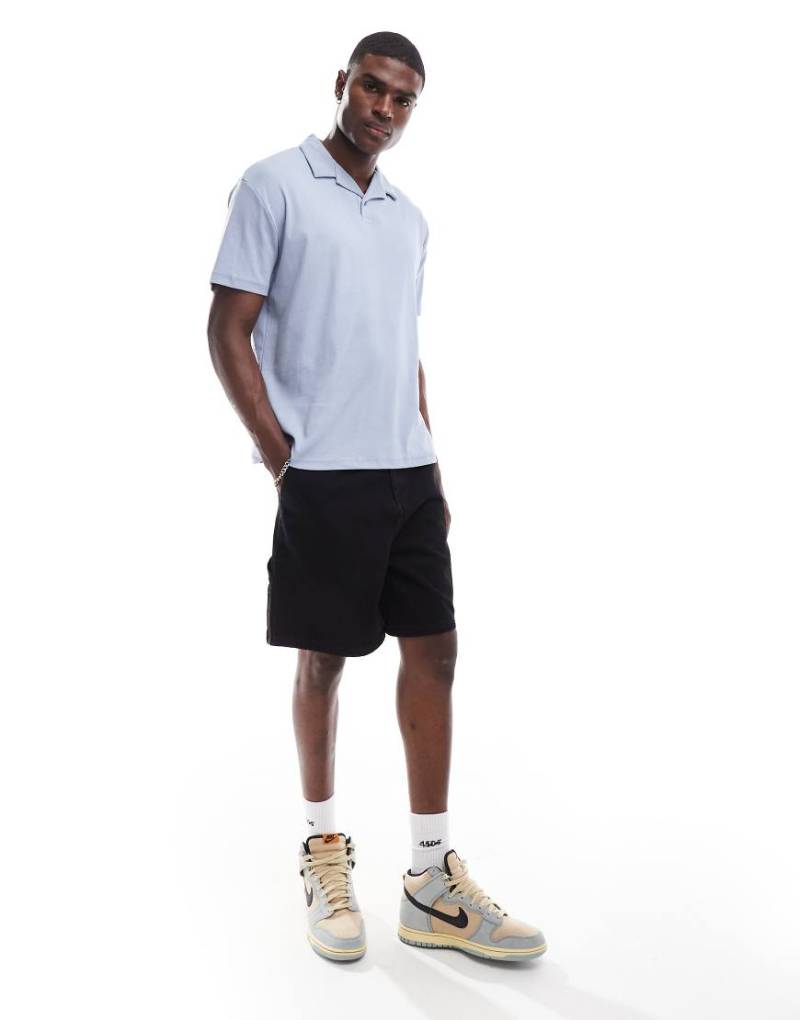 ASOS DESIGN - Locker geschnittenes Polohemd in Grau mit Reverskragen von ASOS DESIGN