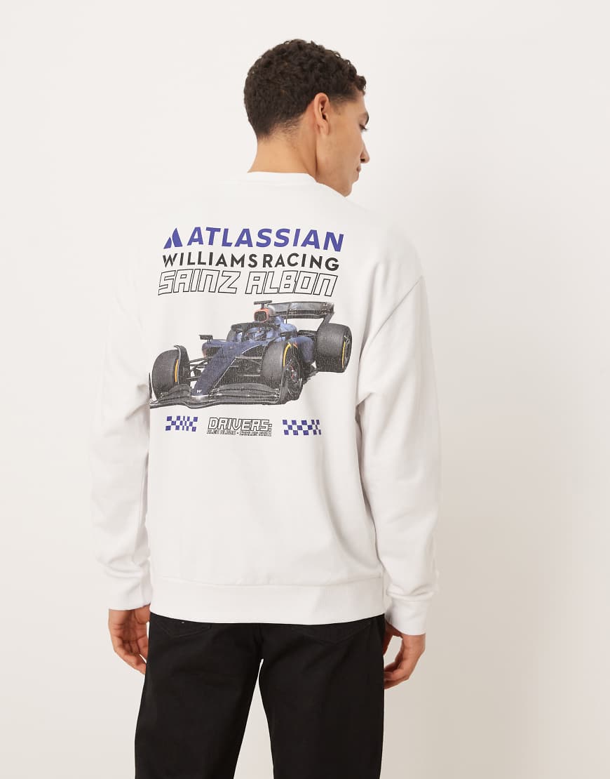 ASOS DESIGN - Locker geschnittenes T-Shirt in Weiß mit Rundhalsausschnitt und „Williams Racing"-Print von ASOS DESIGN
