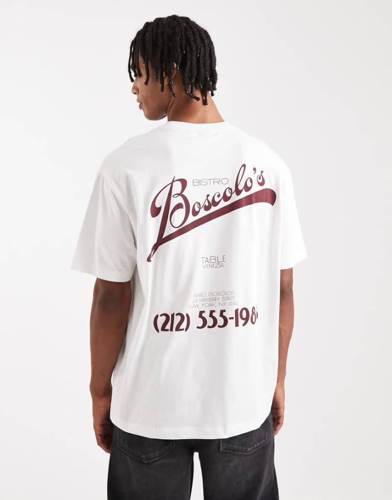 ASOS DESIGN - Locker geschnittenes T-Shirt in Weiß mit Textgrafik von ASOS DESIGN