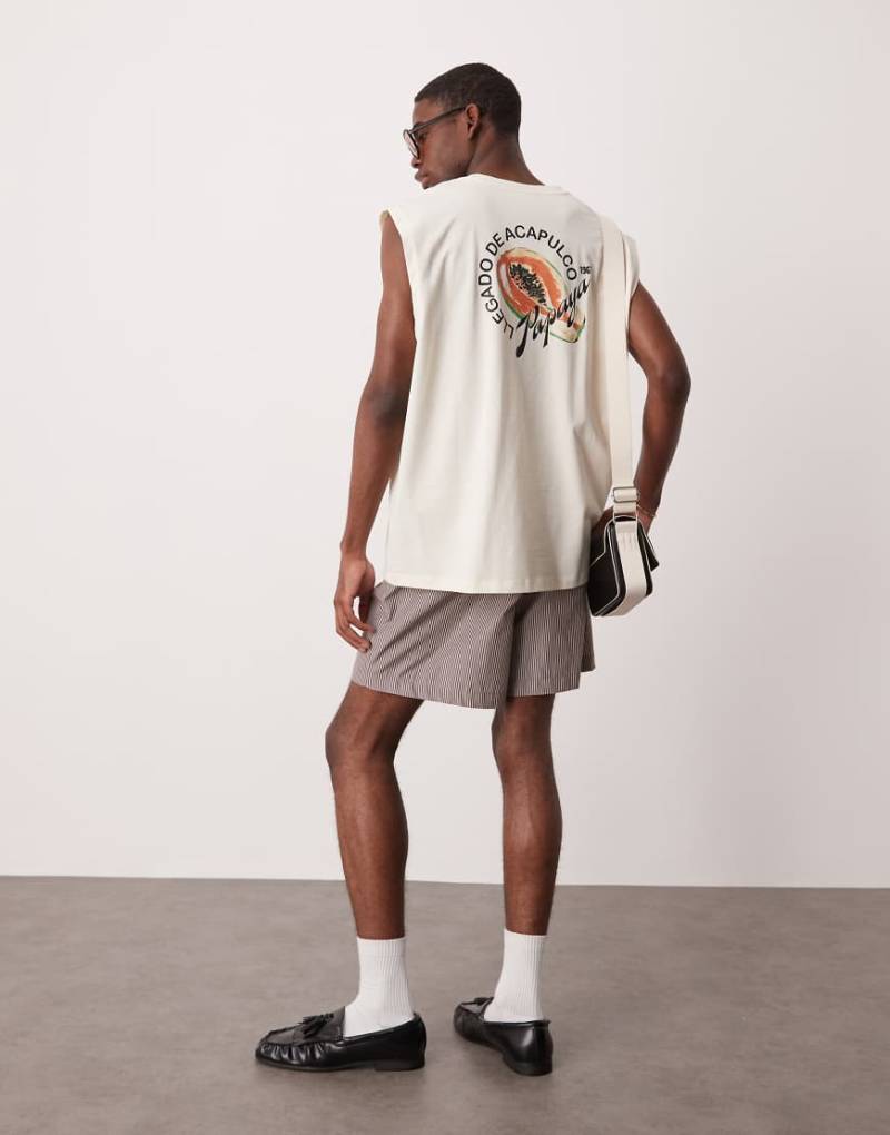 ASOS DESIGN - Locker geschnittenes Tanktop in Ecru mit Obst-Print-Weiß von ASOS DESIGN