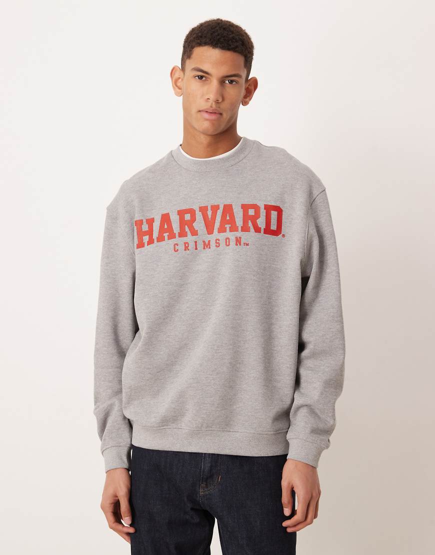ASOS DESIGN - Locker geschnittenes Unisex-Sweatshirt in Grau meliert mit „Harvard"-Print von ASOS DESIGN