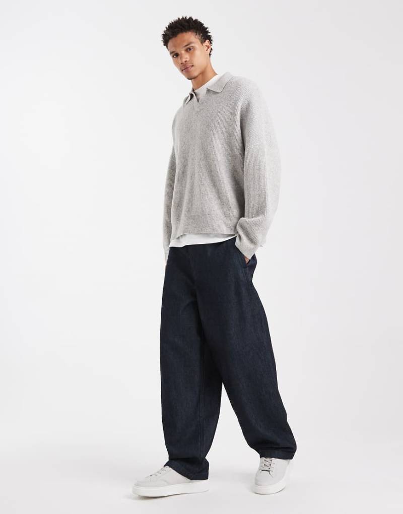 ASOS DESIGN - Lockere, gerade Jeans mit Indigo-Rinse-Waschung-Blau von ASOS DESIGN