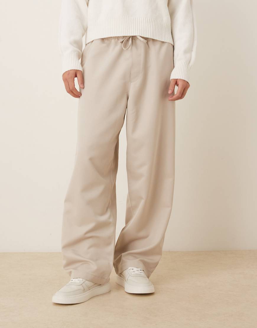 ASOS DESIGN - Lockere, weite Hose in Sandgelb mit elastischem Bund-Neutral von ASOS DESIGN