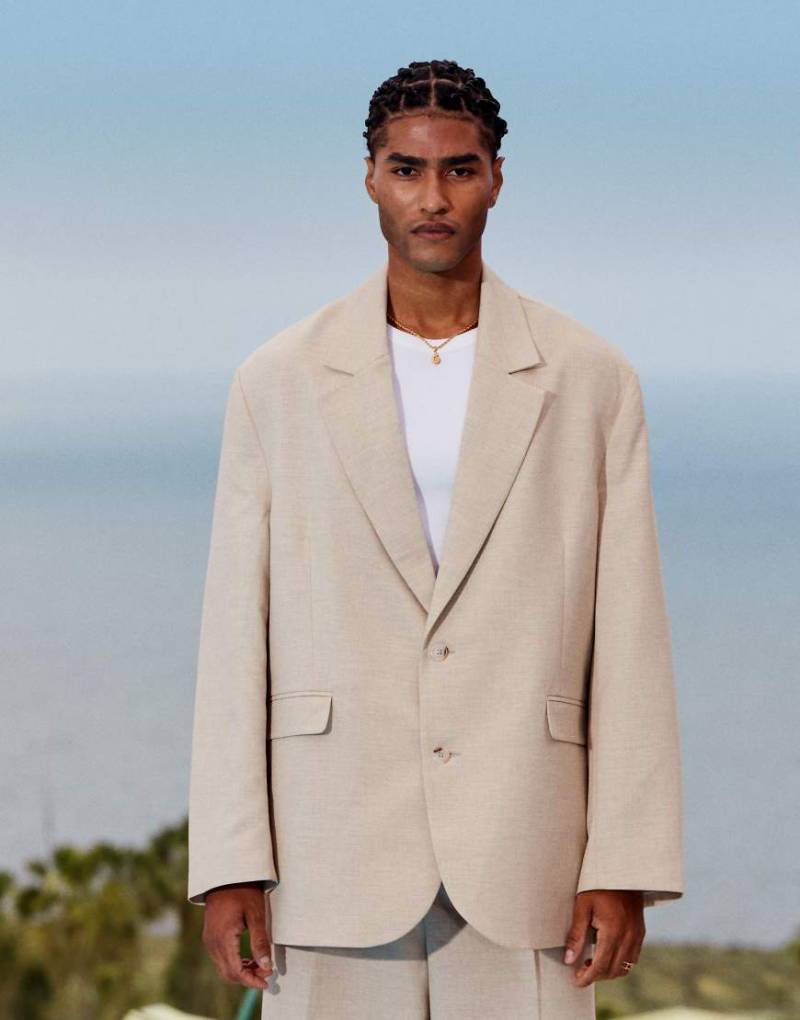 ASOS DESIGN - Lockere Oversize-Anzugjacke in Steinbeige-Neutral ASOS DESIGN - Lockere Oversize-Anzugjacke in Steinbeige-Neutral von ASOS DESIGN