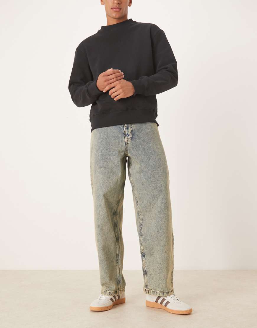 ASOS DESIGN - Lockere Straight Jeans in gelblicher Waschung-Brown von ASOS DESIGN