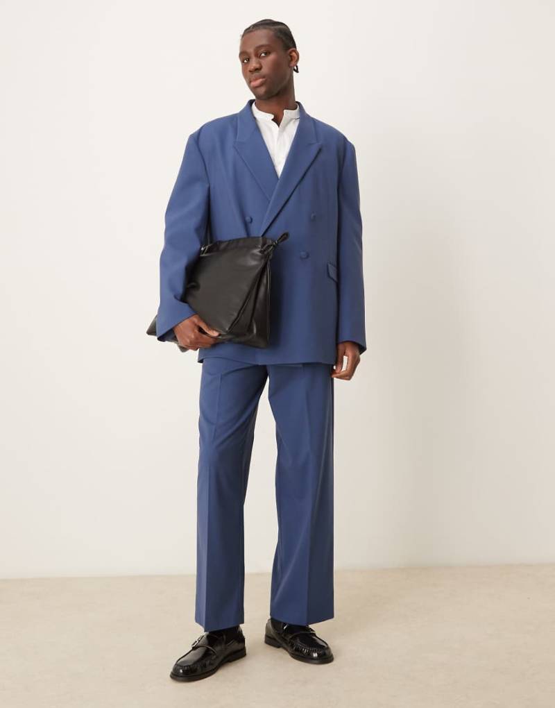 ASOS DESIGN - Lockere zweireihige Oversize-Anzugjacke in Blau von ASOS DESIGN