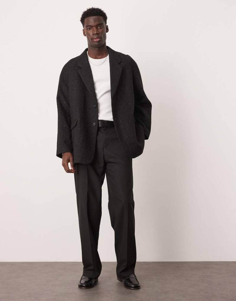 ASOS DESIGN - Lockerer Oversize-Blazer aus Bouclé-Stoff in Schwarz von ASOS DESIGN