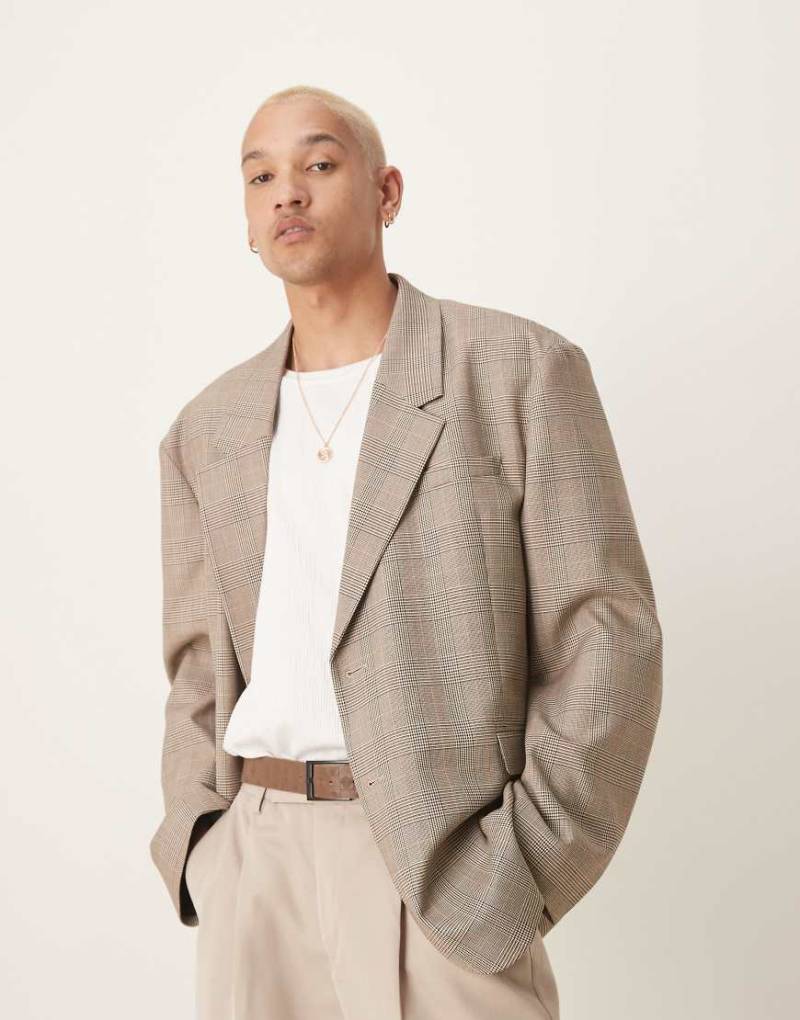 ASOS DESIGN - Lockerer Oversize-Blazer in kariertem Braun von ASOS DESIGN