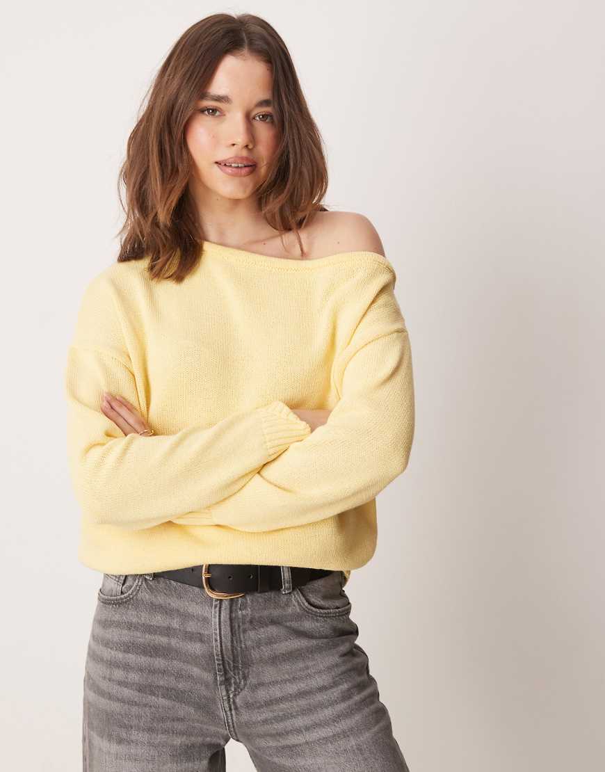 ASOS DESIGN - Lockerer Pullover in Zitronengelb mit One-Shoulder-Design ASOS DESIGN - Lockerer Pullover in Zitronengelb mit One-Shoulder-Design von ASOS DESIGN