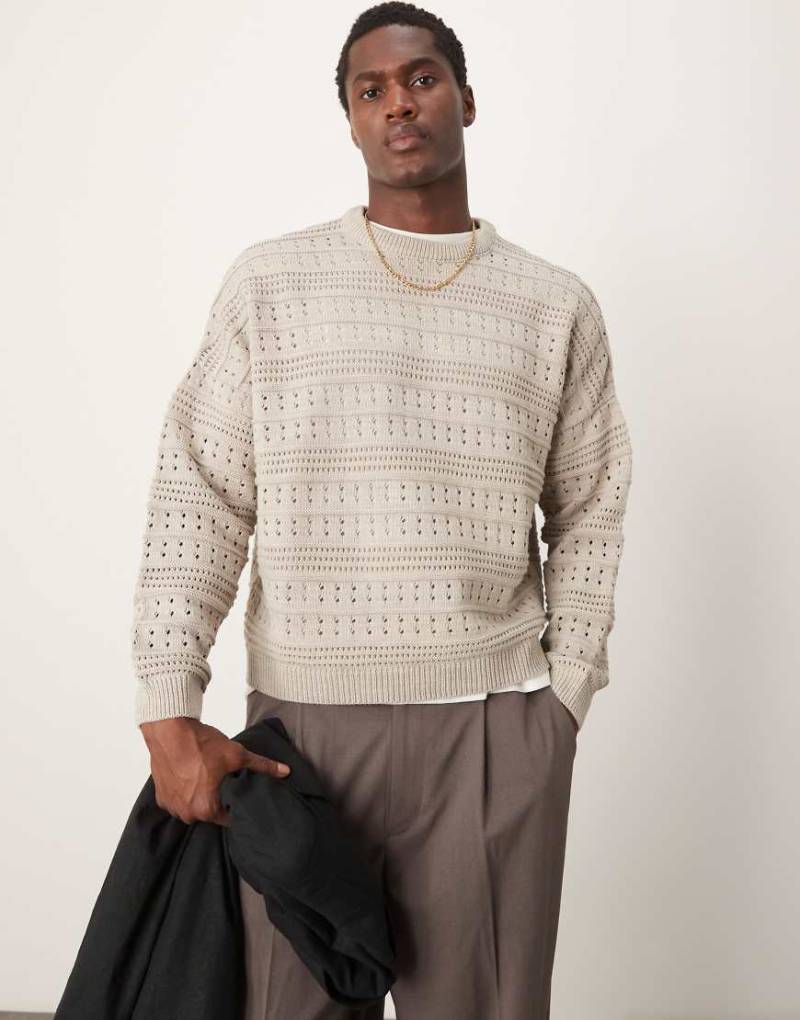 ASOS DESIGN - Lockerer Strickpullover in Steinbeige mit extremer Oversize-Passform-Rosa von ASOS DESIGN