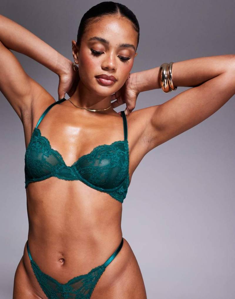 ASOS DESIGN - Lola - Bügel-BH aus Spitze in Tannengrün von ASOS DESIGN