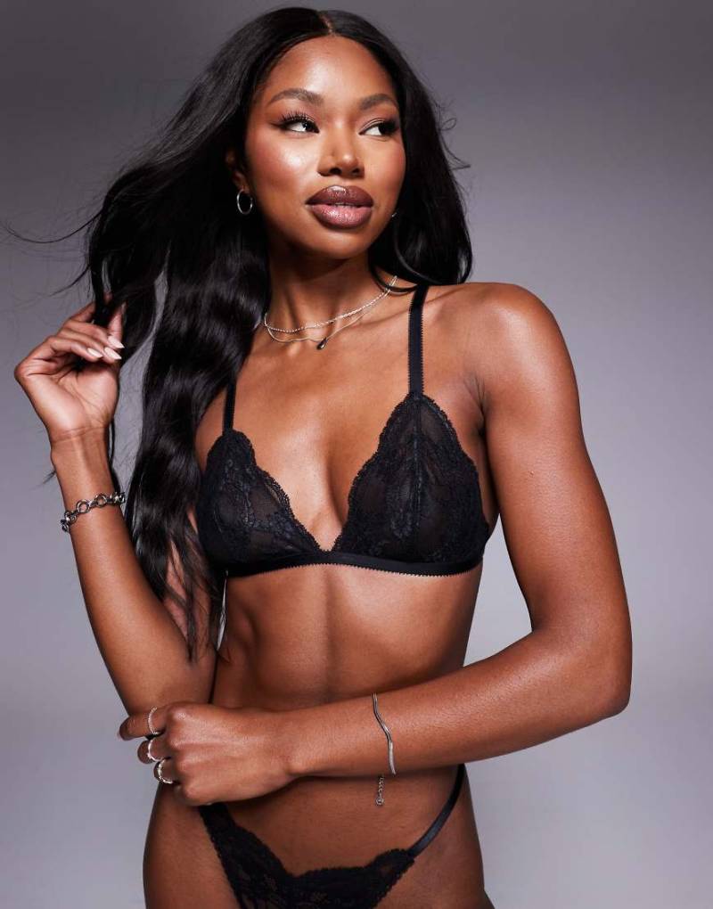 ASOS DESIGN - Lola - Klassischer Triangel-BH in Schwarz mit Spitze von ASOS DESIGN