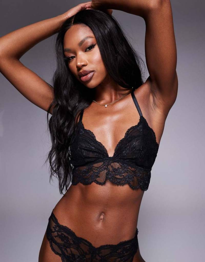 ASOS DESIGN - Lola - Longline-Bustier aus Spitze in Schwarz von ASOS DESIGN