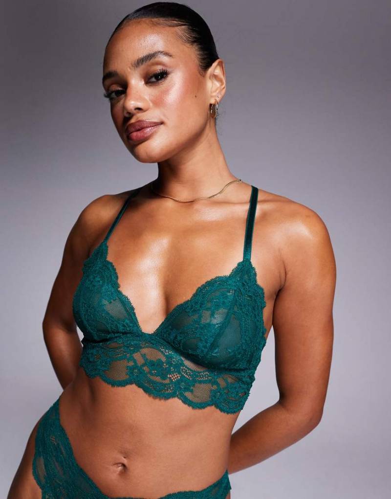 ASOS DESIGN - Lola - Longline-Bustier aus Spitze in Waldgrün von ASOS DESIGN