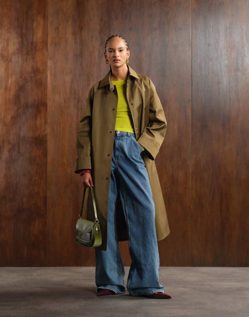 ASOS DESIGN - Longline-Trenchcoat in Khaki-Braun von ASOS DESIGN