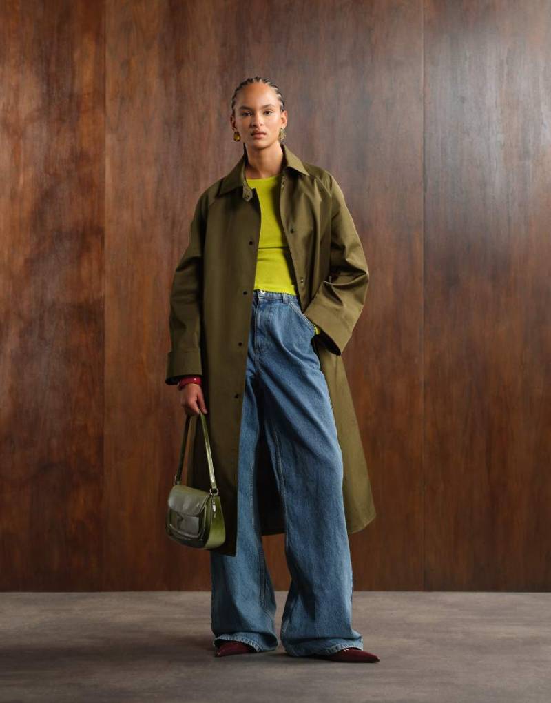 ASOS DESIGN - Longline-Trenchcoat in Khaki-Braun von ASOS DESIGN