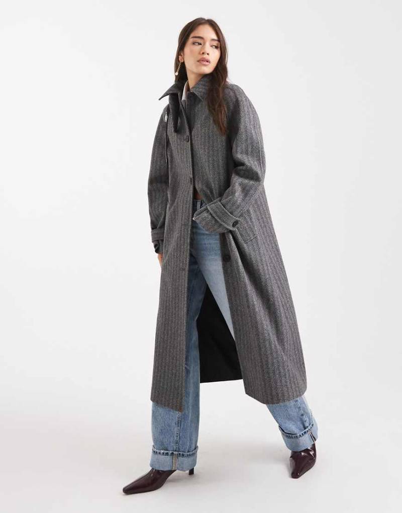 ASOS DESIGN - Longline-Automantel mit Fischgrätmuster-Schwarz von ASOS DESIGN