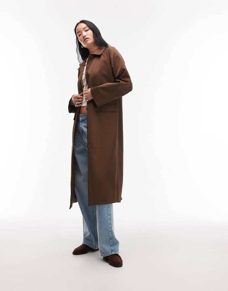 ASOS DESIGN - Longline-Car-Coat in Schokobraun mit Raglanärmeln-Brown von ASOS DESIGN