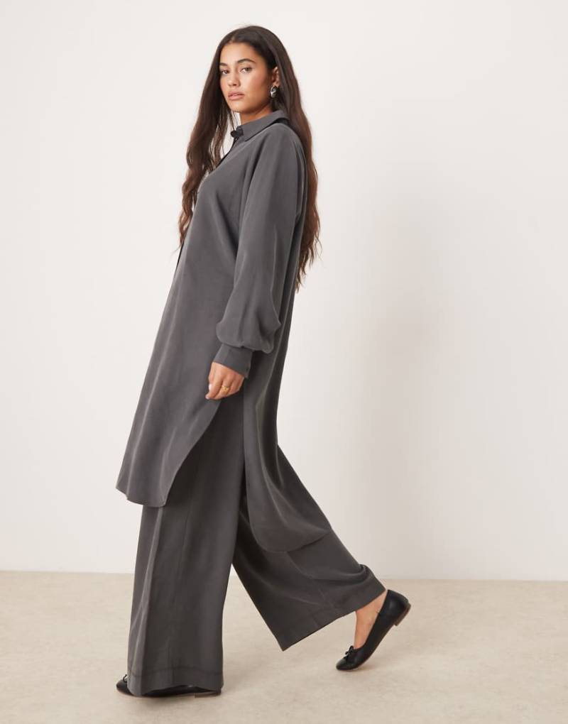 ASOS DESIGN - Longline-Hemdbluse in Grau, Kombiteil von ASOS DESIGN