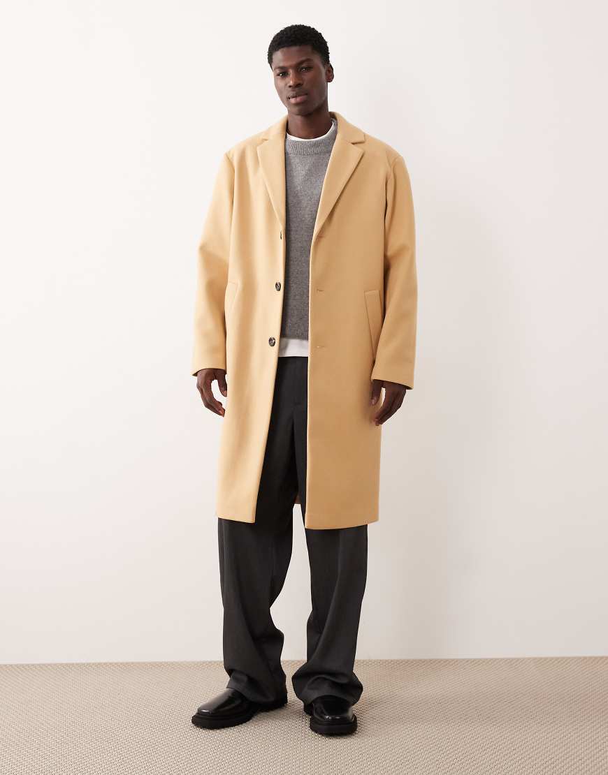 ASOS DESIGN - Longline-Mantel in kamelbrauner Wolloptik-Neutral von ASOS DESIGN