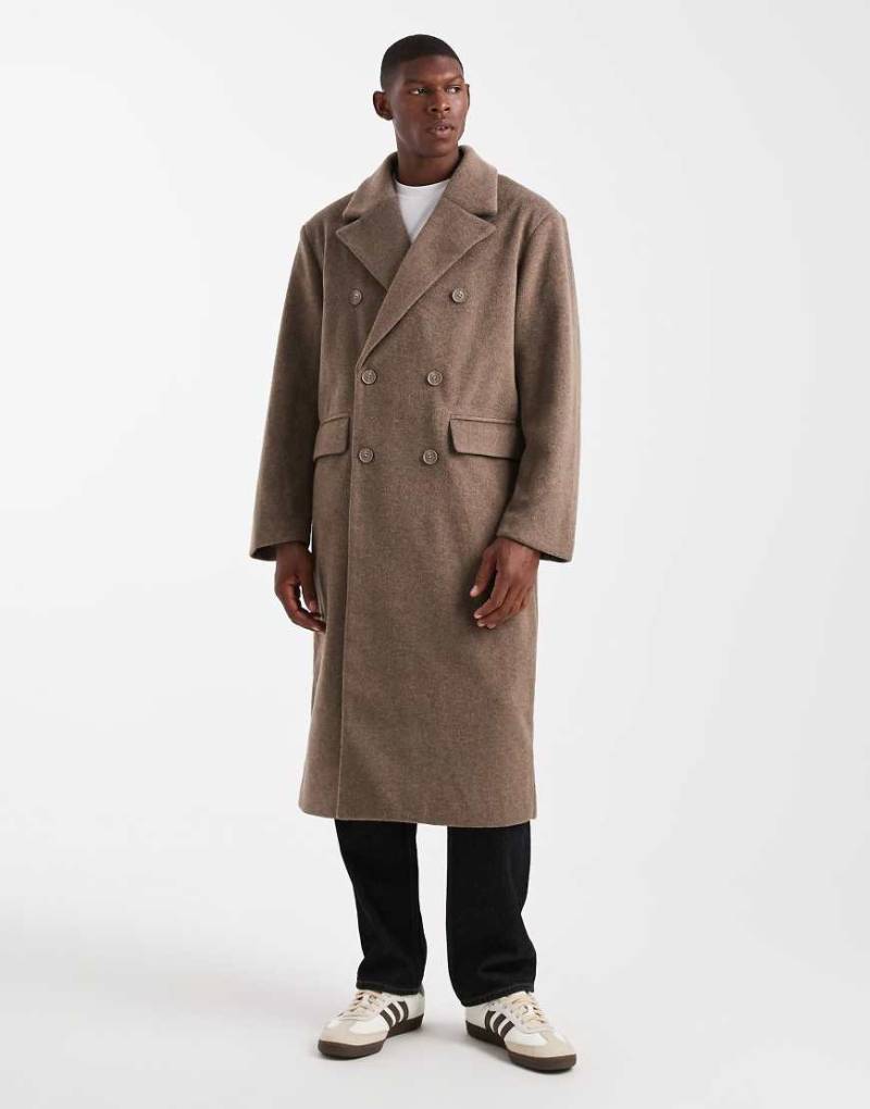 ASOS DESIGN - Longline-Mantel in maulwurfbrauner Wolloptik mit Oversize-Schnitt-Neutral von ASOS DESIGN