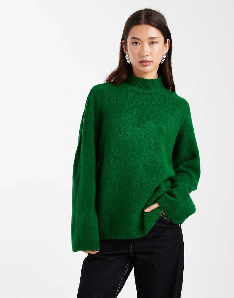 ASOS DESIGN - Longline-Pullover in leuchtendem Grün mit Stehkragen ASOS DESIGN - Longline-Pullover in leuchtendem Grün mit Stehkragen von ASOS DESIGN