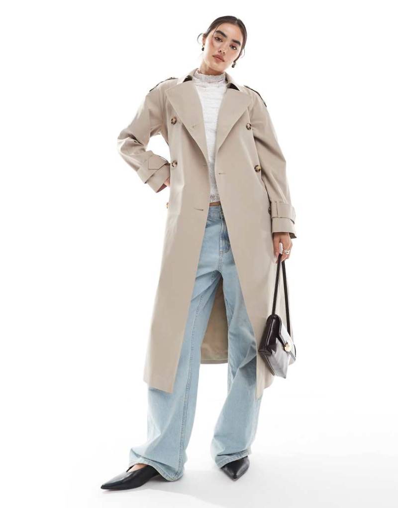 ASOS DESIGN - Longline-Trenchcoat in Pilzbraun von ASOS DESIGN