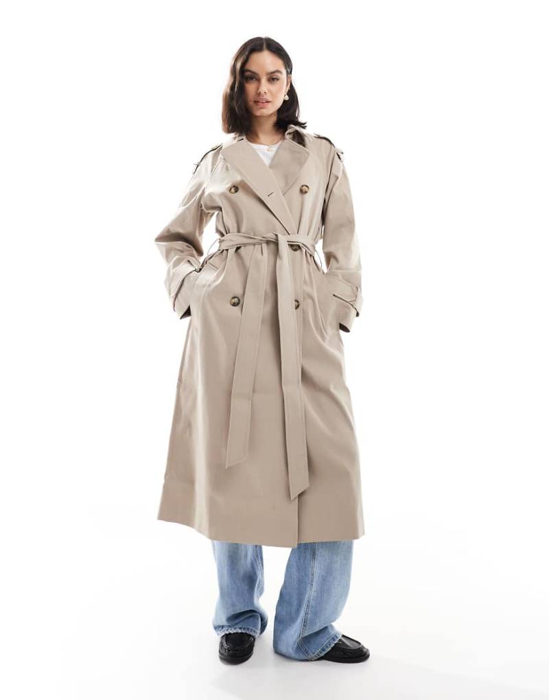 ASOS DESIGN - Longline-Trenchcoat in Pilzbraun von ASOS DESIGN