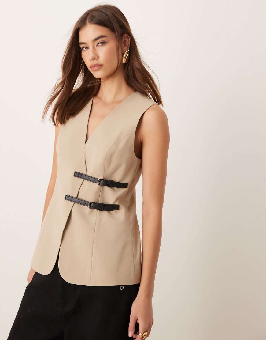ASOS DESIGN - Longline-Weste in Steinbeige mit Gürteldetail-Neutral ASOS DESIGN - Longline-Weste in Steinbeige mit Gürteldetail-Neutral von ASOS DESIGN