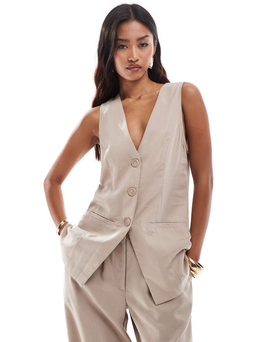 ASOS DESIGN - Longline-Weste in verwaschenem Sand, Kombiteil-Neutral ASOS DESIGN - Longline-Weste in verwaschenem Sand, Kombiteil-Neutral von ASOS DESIGN