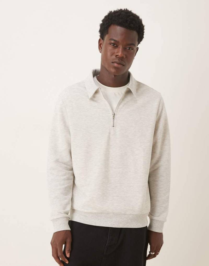 ASOS DESIGN - Loopback-Sweatshirt in Steinbeige mit Reißverschluss-Neutral von ASOS DESIGN