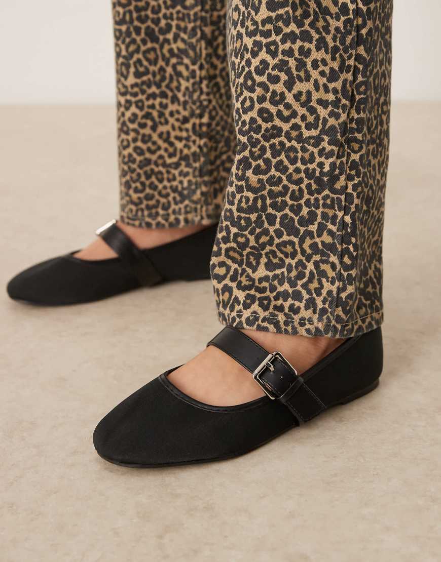 ASOS DESIGN - Lou - Mary-Jane-Ballerinas in Schwarz von ASOS DESIGN