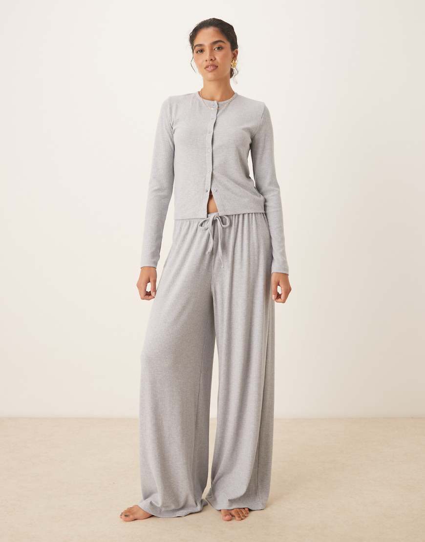 ASOS DESIGN - Lounge - Mix and Match - Hose in Grau mit weitem Bein von ASOS DESIGN