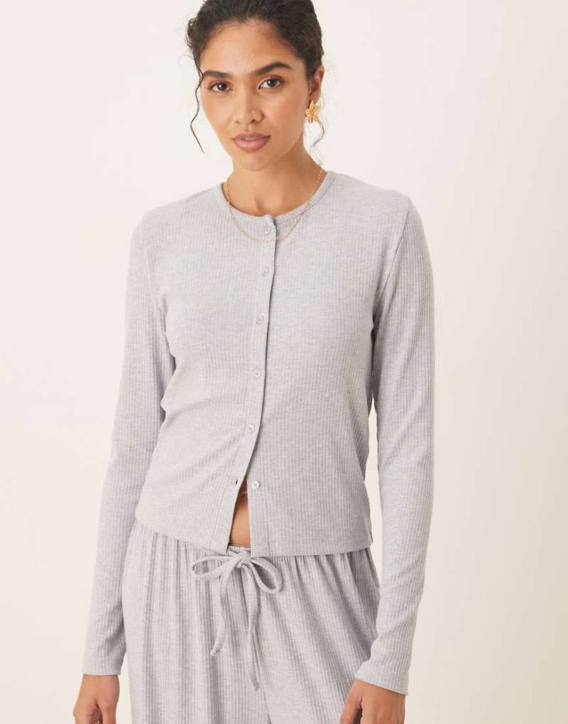 ASOS DESIGN - Lounge - Mix & Match - Gerippte Strickjacke in Grau von ASOS DESIGN