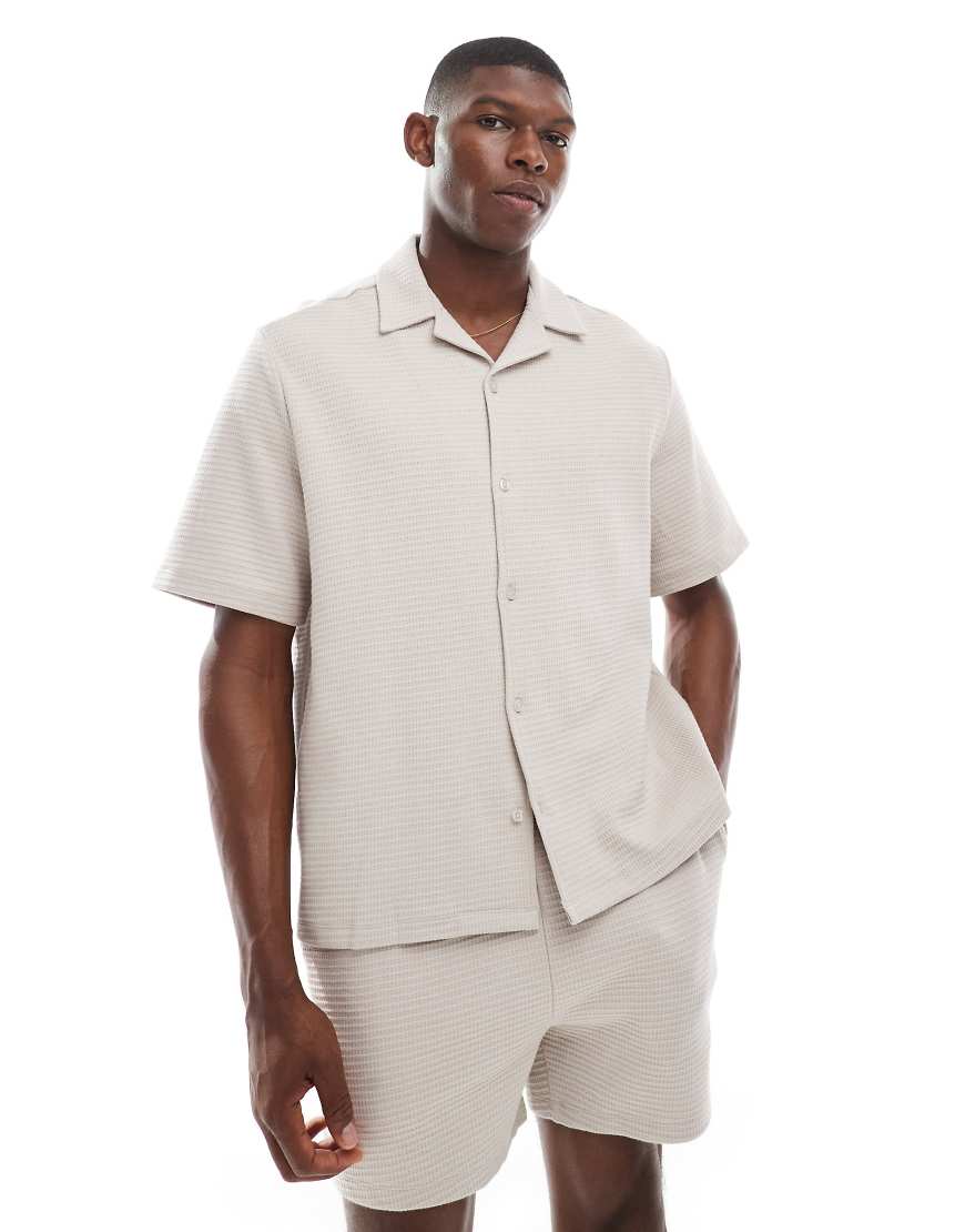 ASOS DESIGN - Pyjama in Grau mit Waffelstruktur von ASOS DESIGN