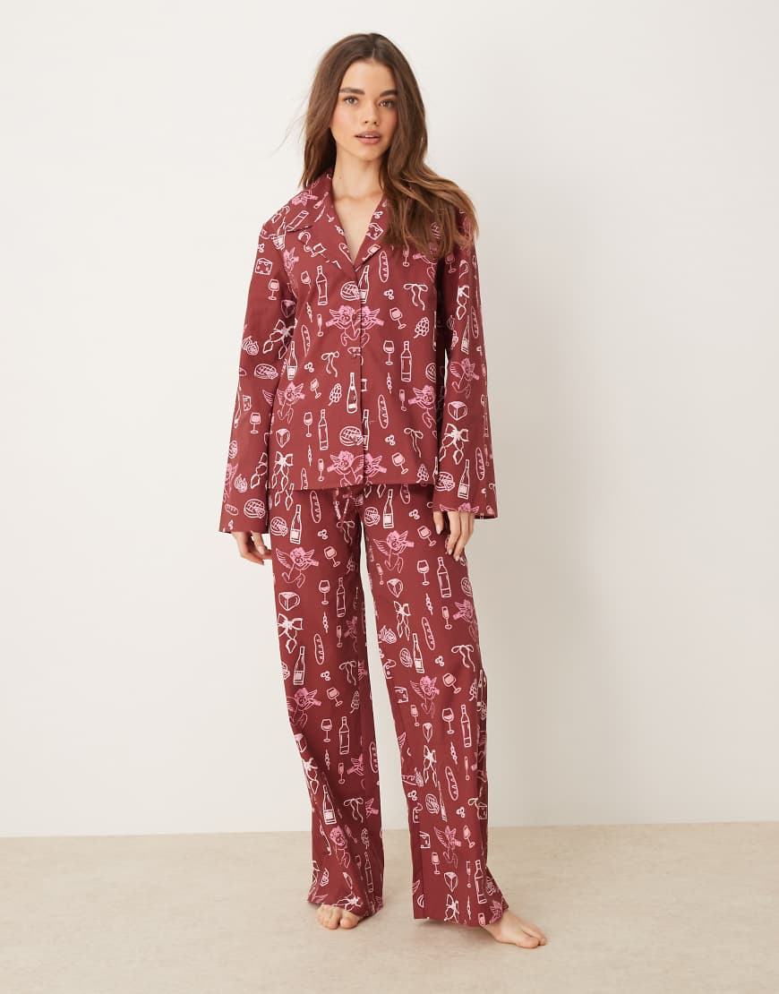 ASOS DESIGN - Loungewear-Hose aus Popeline mit Urlaubsprint und weitem Bein-Bunt ASOS DESIGN - Loungewear-Hose aus Popeline mit Urlaubsprint und weitem Bein-Bunt von ASOS DESIGN