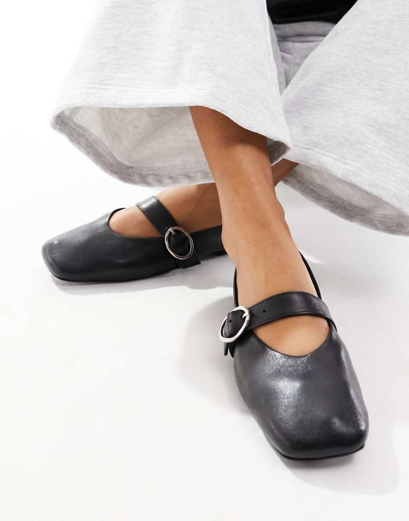 ASOS DESIGN - Luxe - Ballerinas im Mary-Jane-Stil aus hochwertigem Leder in Schwarz von ASOS DESIGN