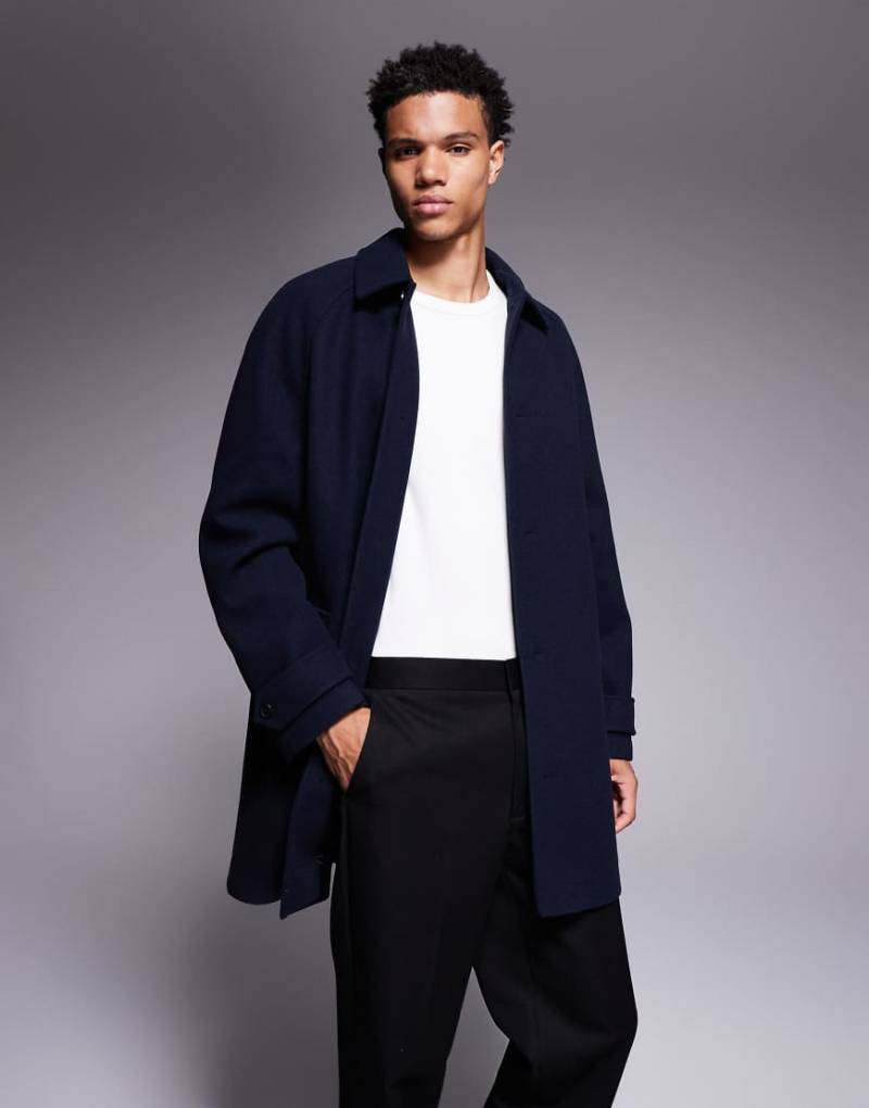 ASOS DESIGN - Mantel in marineblauer Wolloptik von ASOS DESIGN