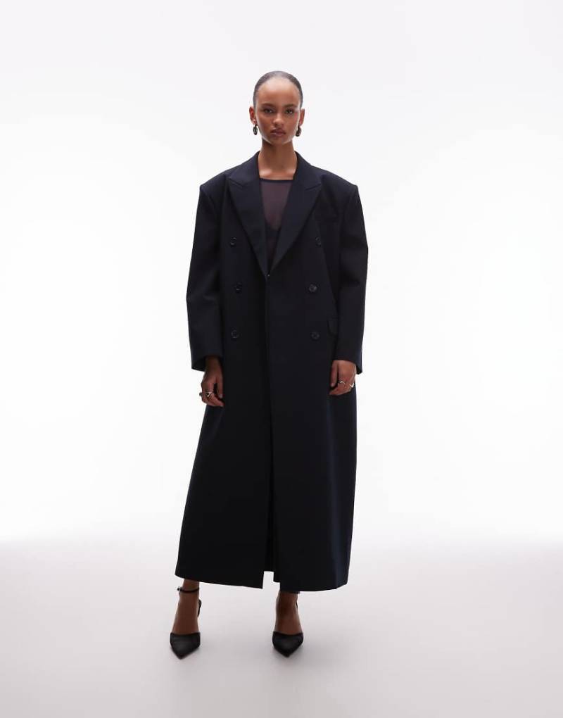ASOS DESIGN - Maskuliner Oversize-Maxiblazer in Marineblau von ASOS DESIGN