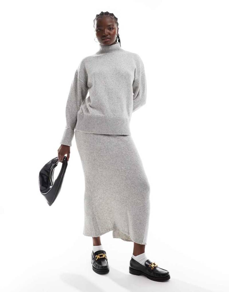 ASOS DESIGN - Maxi-Strickrock in Mittelgrau, Kombiteil von ASOS DESIGN