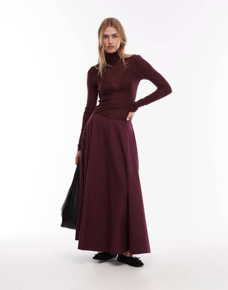 ASOS DESIGN - Maxi-Tellerrock aus Popeline in Pflaume-Lila ASOS DESIGN - Maxi-Tellerrock aus Popeline in Pflaume-Lila von ASOS DESIGN