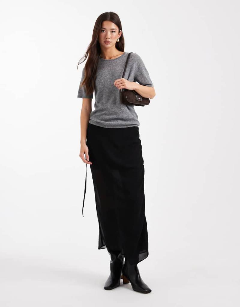 ASOS DESIGN - Maxi-Wickelrock aus durchscheinendem und blickdichtem Stoff in Schwarz von ASOS DESIGN