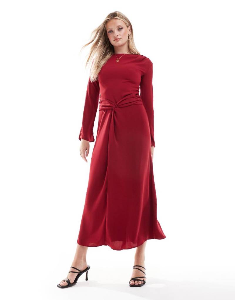 ASOS DESIGN - Maxikleid aus Crêpe in Rot mit Taillenschnürung-Keine Farbe von ASOS DESIGN