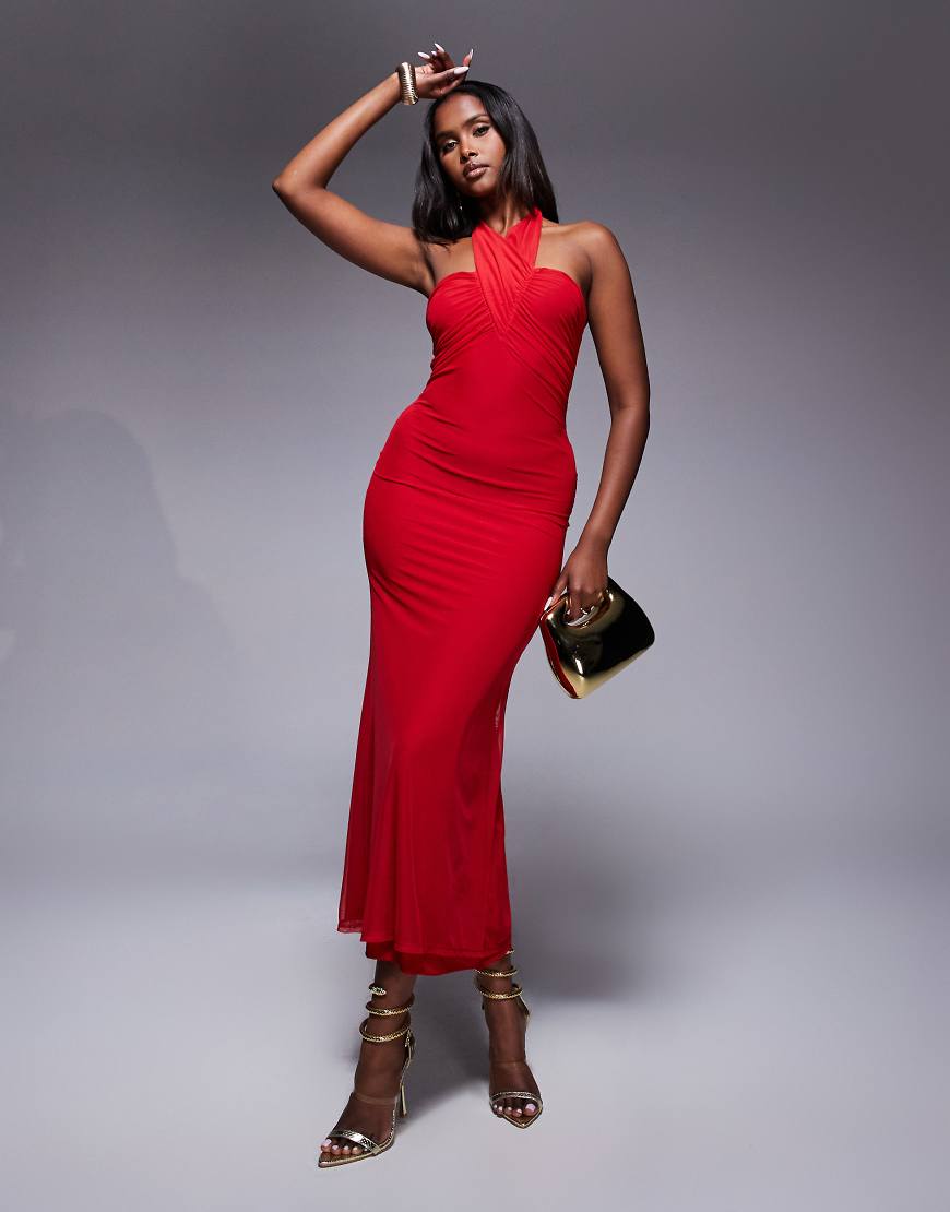 ASOS DESIGN - Maxikleid aus Netzstoff in Rot mit Neckholder-Träger ASOS DESIGN - Maxikleid aus Netzstoff in Rot mit Neckholder-Träger von ASOS DESIGN