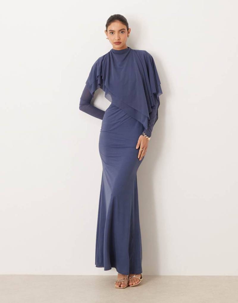 ASOS DESIGN - Maxikleid aus Stretch-Chiffon in Blau mit Cape-Detail ASOS DESIGN - Maxikleid aus Stretch-Chiffon in Blau mit Cape-Detail von ASOS DESIGN