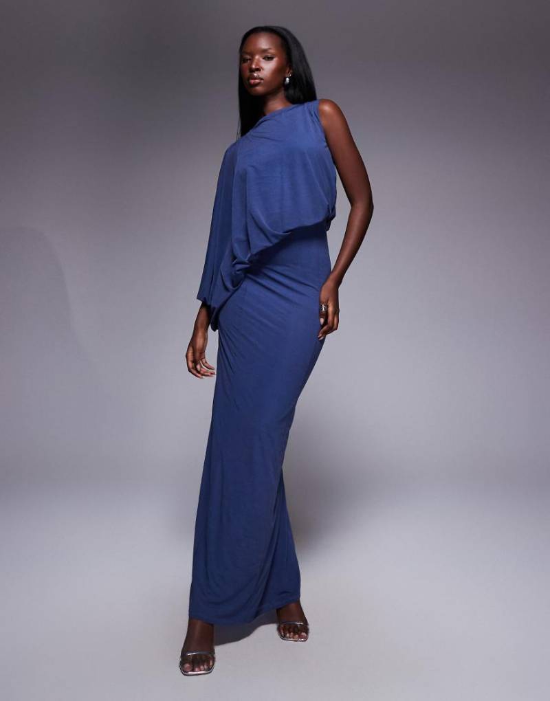 ASOS DESIGN - Maxikleid in Blau mit drapiertem Oberteil von ASOS DESIGN