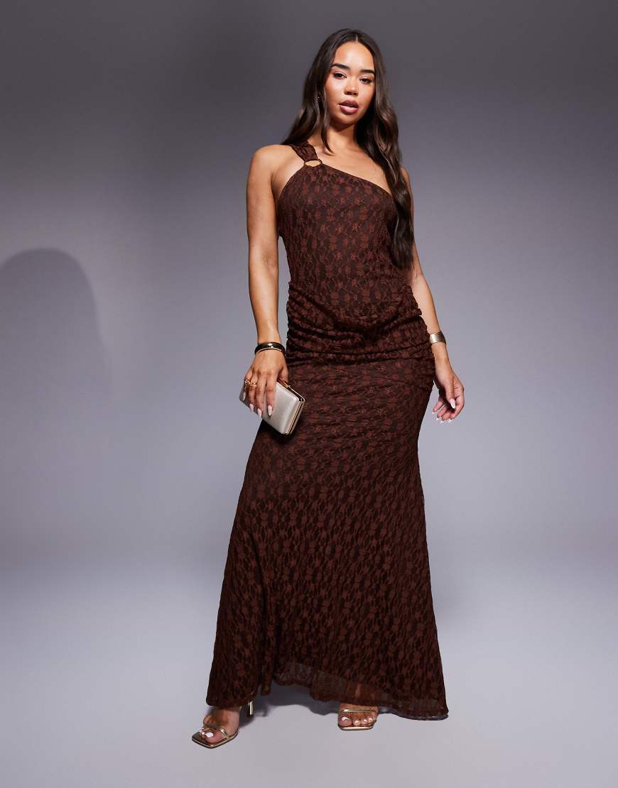 ASOS DESIGN - Maxikleid in Braun mit One-Shoulder-Träger, Ring-Detail und Verzierung-Rot ASOS DESIGN - Maxikleid in Braun mit One-Shoulder-Träger, Ring-Detail und Verzierung-Rot von ASOS DESIGN