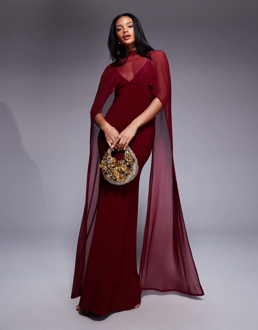 ASOS DESIGN - Maxikleid in Burgunderrot mit auffälligem Cape ASOS DESIGN - Maxikleid in Burgunderrot mit auffälligem Cape von ASOS DESIGN