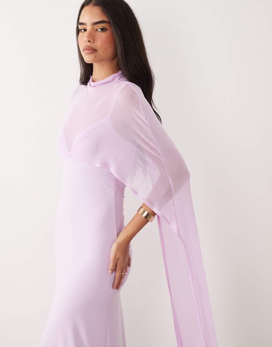 ASOS DESIGN - Maxikleid in Flieder mit auffälligem Cape-Rosa von ASOS DESIGN