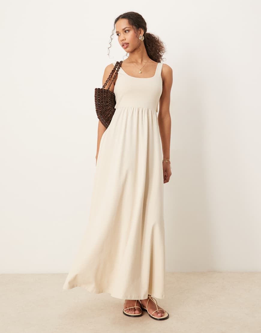 ASOS DESIGN - Maxikleid in Neutal mit eckigem Ausschnitt und kleinem Bustier-Neutral ASOS DESIGN - Maxikleid in Neutal mit eckigem Ausschnitt und kleinem Bustier-Neutral von ASOS DESIGN